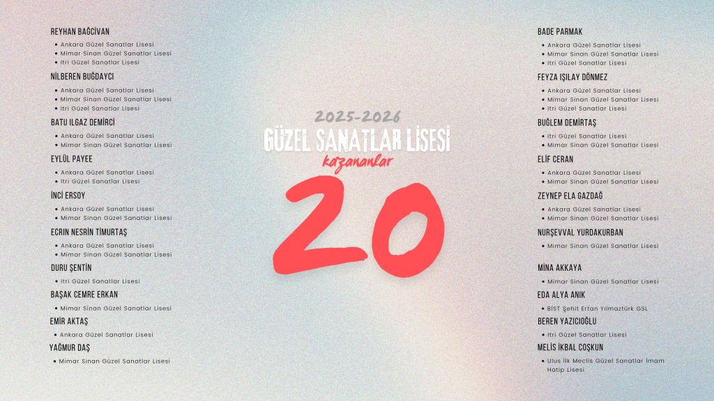 2025-2026 Güzel Sanatlar Lisesi kazanan 20 Ankara Resim Kursu öğrencisi listesi