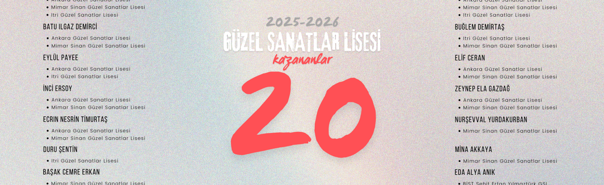 Güzel Sanatlar Lisesi Kazananlar